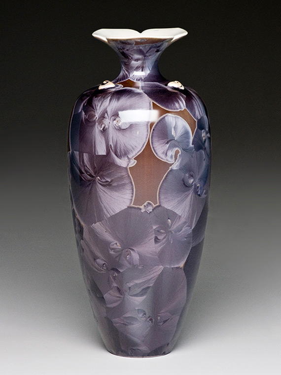 small purple crystalline glazed vase