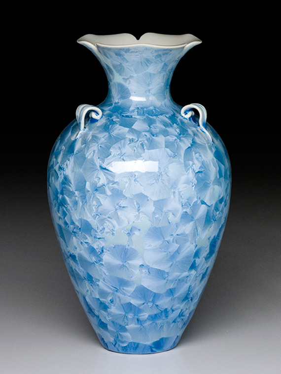 light blue crystalline glazed vase
